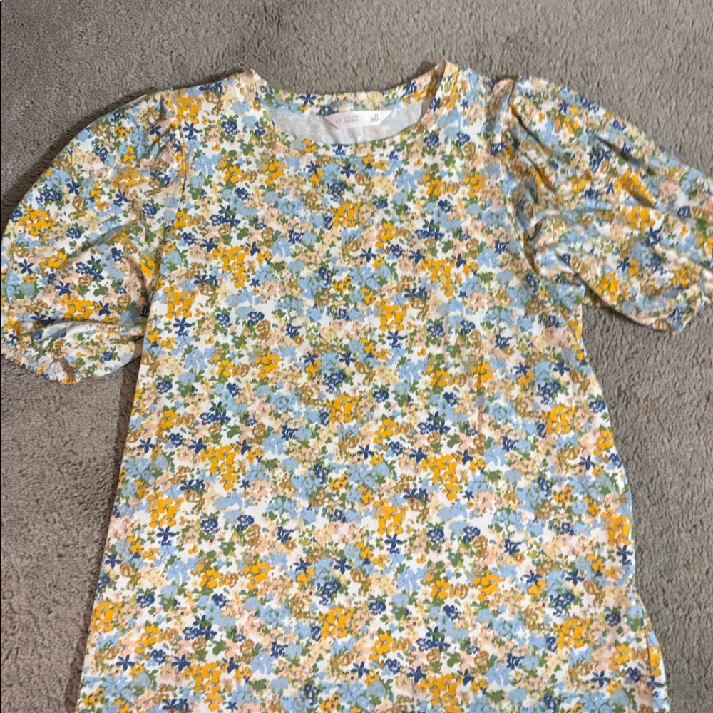 LC Lauren Conrad Floral Print Top with Blue and Yellow